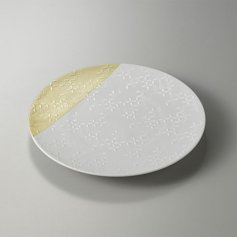 箔小紋 白磁プレート 七宝